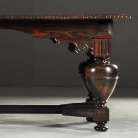 Antieke bureaus / Kapitale Hollandse schrijftafel ca. 1870 in massief coromandel (No.222427)
