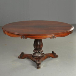 Antieke tafel / Ronde massief palissander eetkamertafel Tilttoptable 6 tot 8 personen ca. 1860 (No.521365)