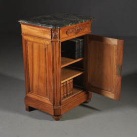 Antieke kast /  Bijzonder fraaie smalle penantkast Gurét a Paris ca. 1865 in notenhout met marmer (No.310724)