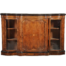 Antieke kast / Victoriaanse credenza ca. 1870 in notenhout met orgelgebogen vitrines (No.430617)