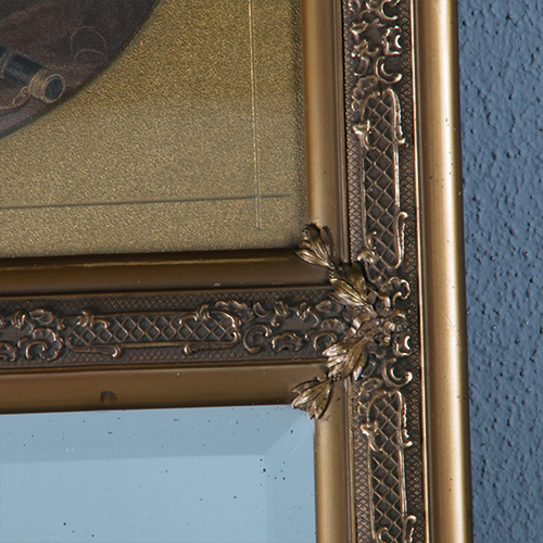 Smalle Hollandse schouwspiegel met romantische prent (No.290814) - 1.12 m. Hoog