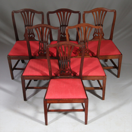 6 antieke stoelen nieuwe stof naar keus Engeland Georian stijl ca 1890 (No.911875)