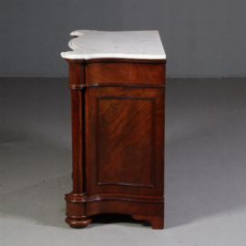 Antieke kasten / Orgelgebogen commode  mat wit marmer ca. 1870 zeer rijk uitgevoerd meubel (No.700961)