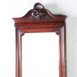Antieke spiegel / Schouwspiegel in donker mahonie ca. 1890 met gewelfde kroon (No.781954)