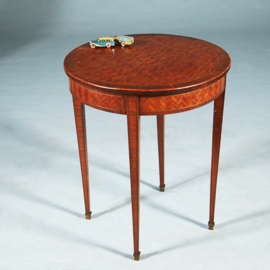 Ronde bijzettafel met lade en uitbundig ingelegd blad ca 1875 Frankrijk (No.281430)