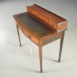 Antieke bureaus / Kleine schrijftafel met groen leer ca. 1890 in mahonie met 5 laden (No.192342)