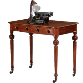 Antieke bijzettafels / Wandtafel / sidetable of werktafeltje ±1870 mahonie 2 laden (No.841240)