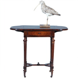 Palissander tafeltje met 2 hangoren een lade en  opklapbare spiegel  ca 1850 (No.400930)