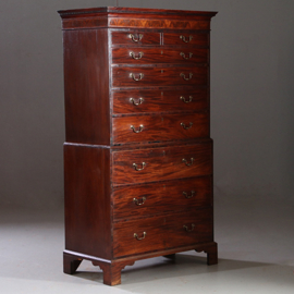 Antieke ladenkasten / Chest on Chest / Tallboy ca. 1790 in mahonie met bureau (No.910661)