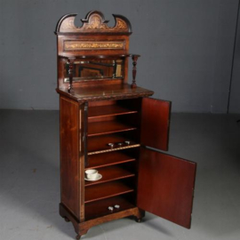 Antieke kast / Palissander muziekkast, Engles ca. 1880 met 14 facet geslepen spiegeltjes (No.561958)