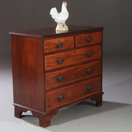 Antieke ladenkasten / Georgian commode in noten met mahonie 1820 (No.881625)