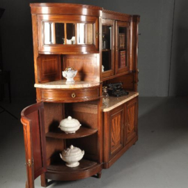 Antieke kast / UItbundig mahonie ca. 1880 buffet met kwartronde zijde (No.481846)