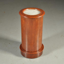 Antieke kasten / gaaf cilindrisch nachtkastje ca. 1850 mahonie en wit marmer  (No.380962)