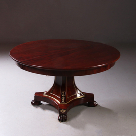 Empire coulissetafel ca 1810  in mahonie met bloemmahonie op sluierpoot met veel brons beslag (No.962670)