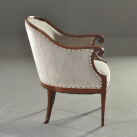 Antieke stoelen / Stel van 2 mahonie clubfauteuils ca. 1900 met muisgrijze velours  (No.181908)