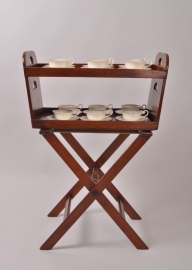 Antieke bijzettafels / Dubbele butler tray op schraag mahonie ca. 1860 (No.86451)