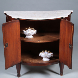 Franse Empire demi lune buffet in mahonie met bloemmahonie ca 1810 (No.431520)