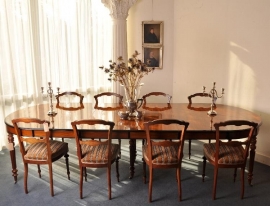 Antieke tafel / Hollandse Coulissentafel notenhout ca. 1875 3,64 m. lang (No.463426)