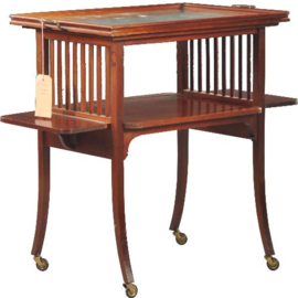 Antieke bijzettafels / wijntafel / Rechthoekige fraai ingelegde theetafel ca 1880 met afneembaar blad.  (No.202721)