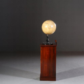 Antieke kast / Strak Engels mahonie nachtkastje ca.1860 met kleine opstand (No.681436)