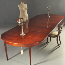 Antieke tafel / Strakke statige Hollandse Louis Seize 14 persoons eetkamertafel ca. 1800  (No.180413)