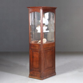 Antieke kast / Vrijstaande vitrinekast met aan 5 kanten glas ca. 1900 eikenhout (No.723048)