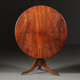 Antieke tafel / Kleine ronde mahonie eetkamertafel ca. 1860 met tilttop-mechaniek (No.440314)