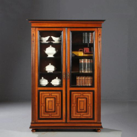 Antieke kasten / statige boekenkast in noten met zwart ±1890 H. Pander (No.831726)