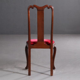 Antieke stoelen / Stel van 8 Engelse mahonie eetkamerstoelen ca. 1920 incl. nieuwe bekleding naar wens (No.711621)