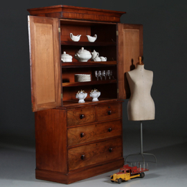 Antieke kasten / Mahonie kabinet ca. 1825 met getoogde deuren en zuilen (No.901242)