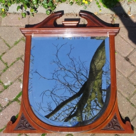Antieke spiegels / late victorian / Edwardian schouwspiegel breed geslepen facet 1890-1900 (No.532501)