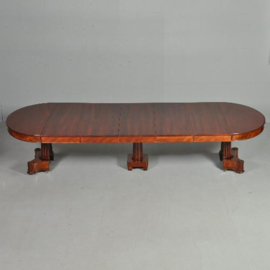 Antieke tafel / Hollandse ovale mahonie coulissentafel ca. 1820 met 5 inlegbladen 3,62m. lang  (No.272152)