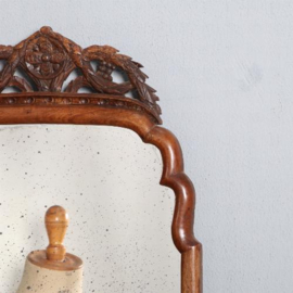 Antieke spiegels  / Hollandse notenhouten Soester spiegel ca. 1790 met afneembare kroon 48 X 88 cm (No.650351)