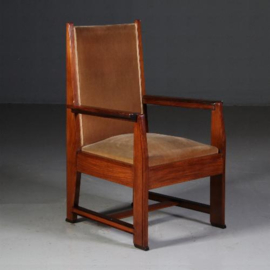 Antieke stoelen / Stel van 4 grote Art Deco zetels waarvan 2 met leuningen (No.722113)