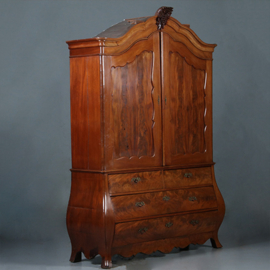 Blond mahonie gebogen kabinet  met bloemmahonie panelen ca 1840 [No.843058)