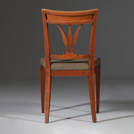 6 antieke stoelen nieuwe stof naar keus Korenaartjes ca 1790 iepenhout (No.911850)