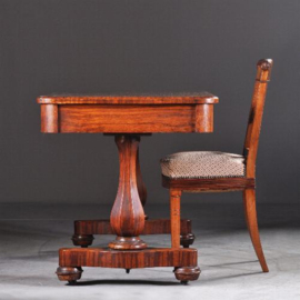 Antieke bureaus / Vroeg Victoriaanse schrijftafel / wandtafel ca. 1840 in palissander met 2 laden (No.931906)