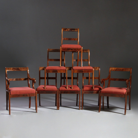 8 antieke stoelen nieuwe stof naar keus  Frankrijk ca 1925 mahonie  2 met armeuningen (No.911830)