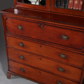 Antieke kasten / Buro-Bookcase, schrijfklep met groen leer ingelegd, mahonie ca. 1820 (No.820311)