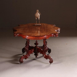 Antieke tafel / Grote Hollandse Spinpoottafel ca. 1860 massiefmahonie geschulpte rand. (No.541961)