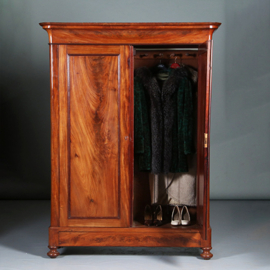 Strakke mahonie garderobekast of kapstok met deuren ca 1850 Hollands (No.283020GK)