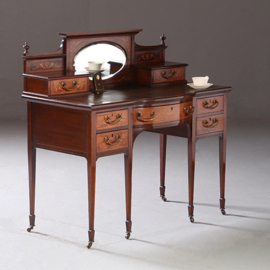 Antieke bureaus / Mahonie damesbureau ca 1890 met 7 kleine laden (No.862470)
