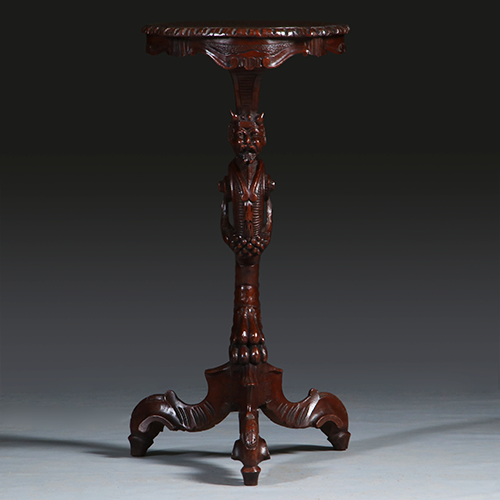 Karakteristieke Italiaans Neorenaissance pedestal ca 1875 met Pan de bosgod (No.301831)