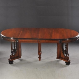 Antiek tafels / Hollandse coulissetafel Willem III in notenhout met zwart ca. 1875 (No.710555)