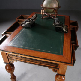 Antieke schrijftafel / Hollandse koloniale schrijftafel ca.1875 in palissander (No.780143)