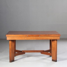Antieke tafel / 2,5m lange Art Deco / Haagse School  uittrektafel tot 10 personen (No.723049)#