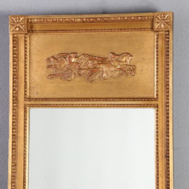 Antieke spiegel / Damspiegel Louis Seize ca. 1800 in goud met Romeinse strijdwagen (No.781985)
