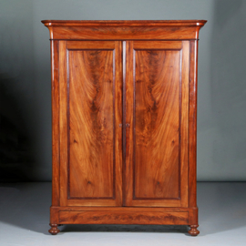 Strakke mahonie garderobekast of kapstok met deuren ca 1850 Hollands (No.283020GK)