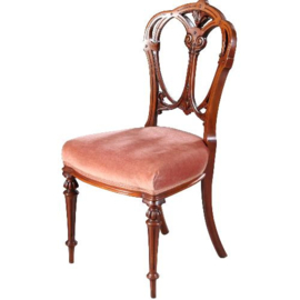 Antieke stoelen / Stel van 6 laat Victoriaanse mahonie  eetkamerstoelen  ca. 1890 met bewerkte kroon Incl. stoffering naar wens (No.681438)