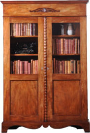 Antieke kast / Mahonie servieskastje / boekenkastje Hollands ca. 1870 op gezaagde plint. (No.920158)